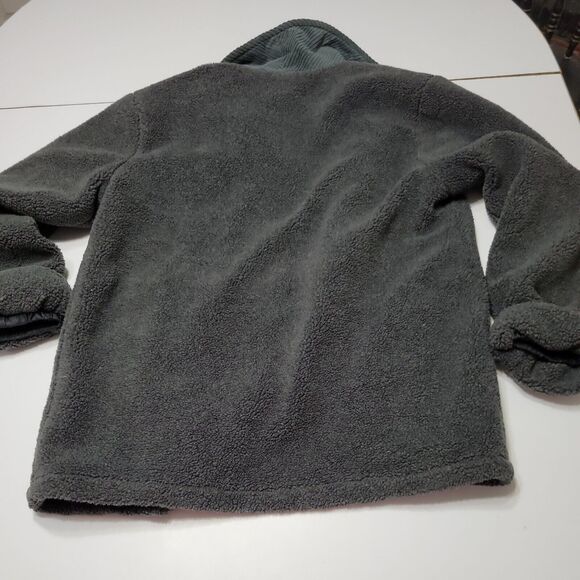 Outbrook Coat Women M Fleece Jacket Grey long Sleeve Button Patch Pockets Collar - Picture 12 of 14